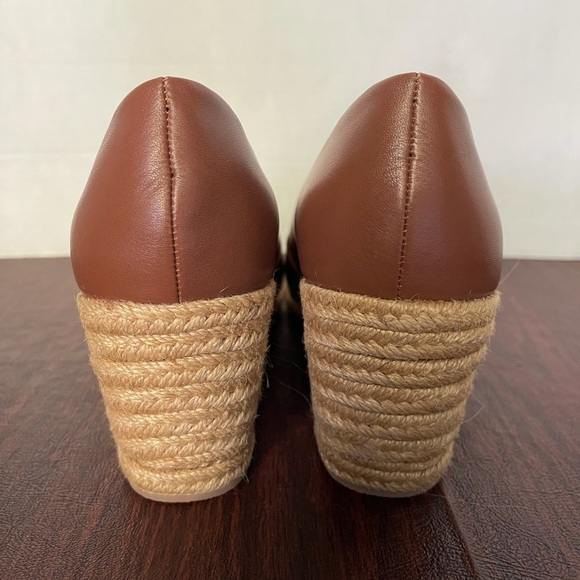 NEW Jack Rogers PALMER Crisscross Wedge Espadrille Heels Mocha Leather - Picture 4 of 8